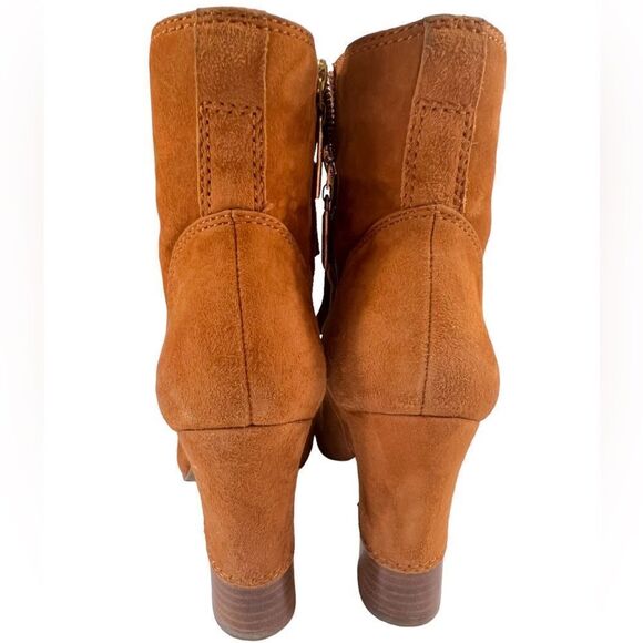 BCBGirls Inkie’s Brown Suede Fringe Roper Style Ankle Boots Side Zip Round Toe - Picture 13 of 14